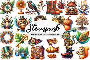Watercolor Steampunk Autumn Clipart, an Illustration by Daily.Designs (Thumbnail 1 of 5)