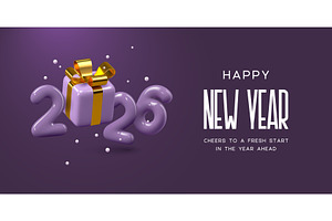 2026 New Year greeting vector, an Object Illustration by Liudmyla Matviiets