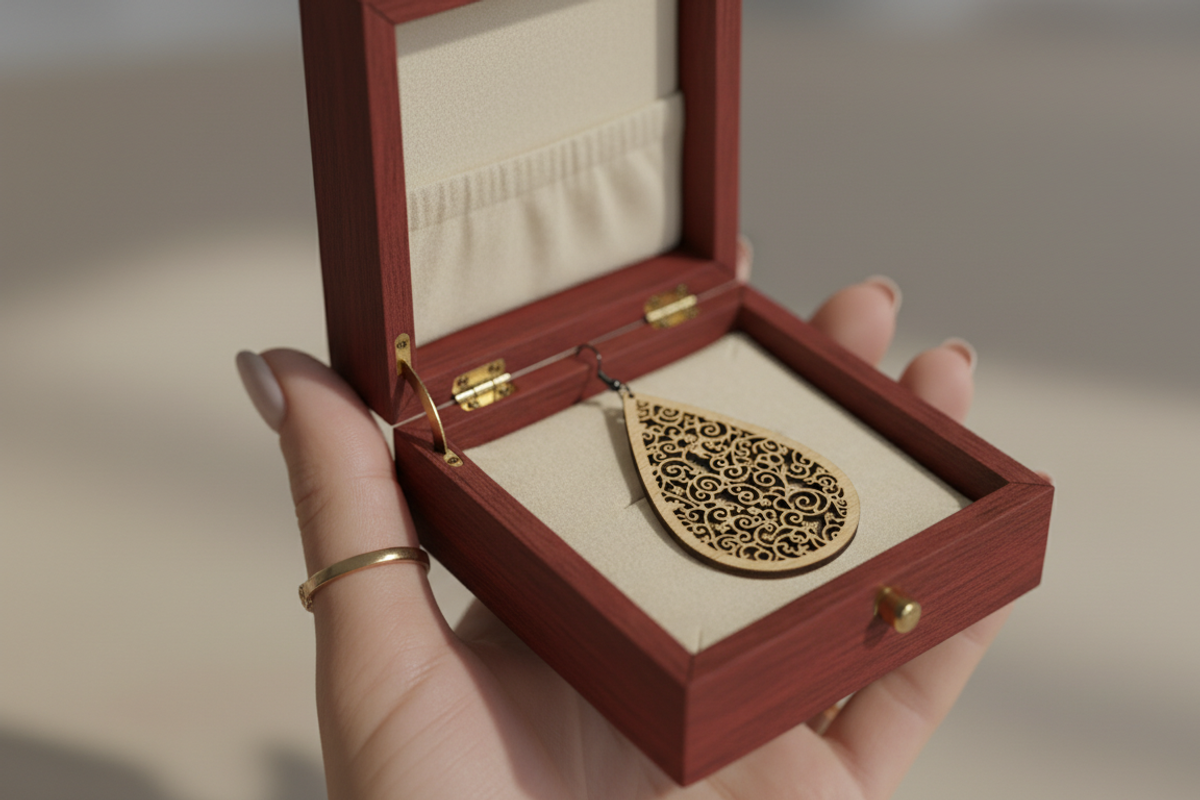 Floral Teardrop Laser Cut Earring, an Object Graphic by Amazin_art (Photo 2 of 6)