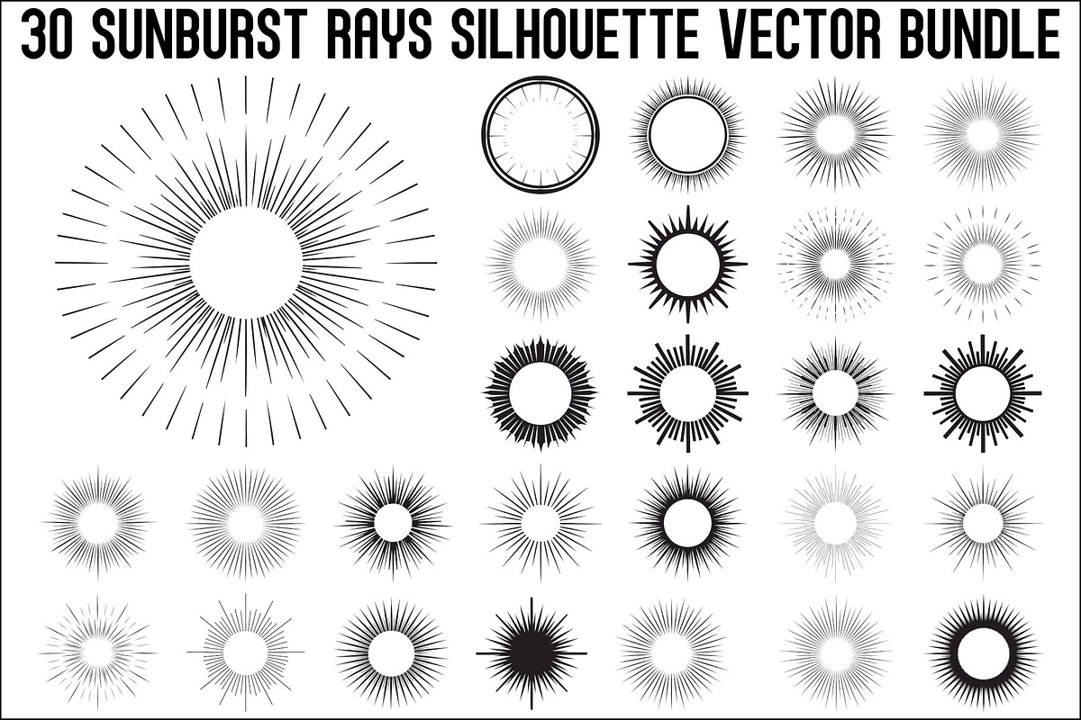 Sunburst Rays Vector Bundle Bundle, an Illustration by yasushie (Photo 1 of 31)
