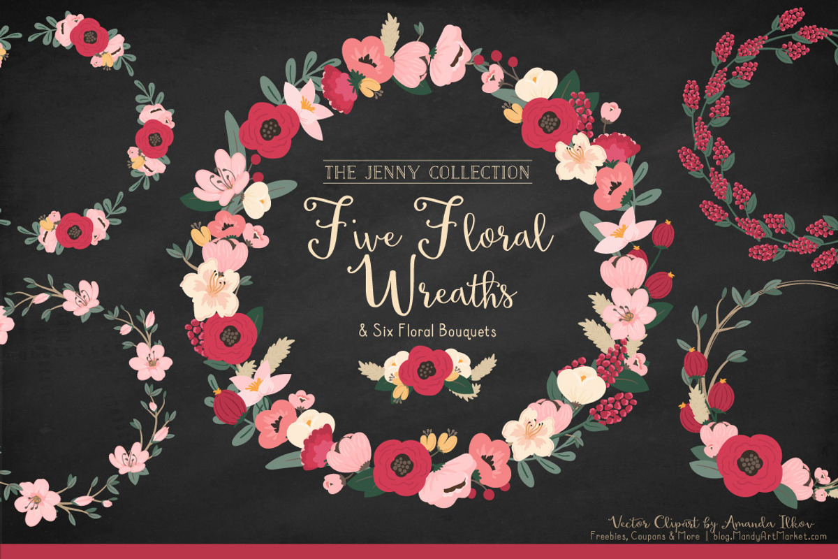 Floral Vector Wreaths in Rose Garden, an Illustration by Amanda Ilkov (Photo 2 of 4)