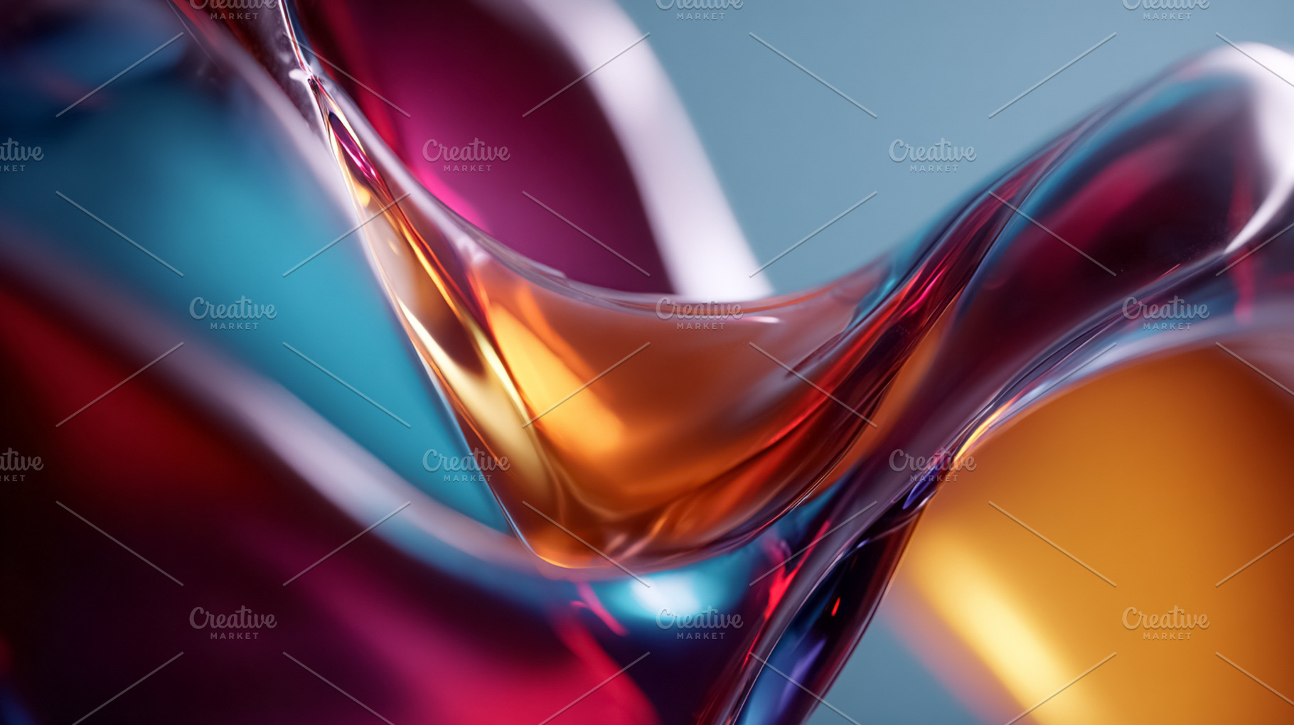 Wavy fluid transparent glass material with vibrant gradient colo, a Photo by Studio ANNA