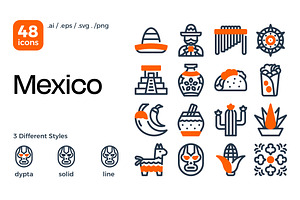 Mexico Icon Set, a Duotone Icon by Eklip Studio