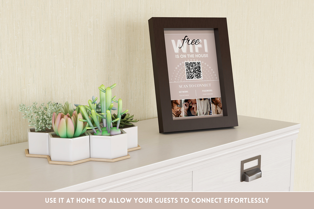 Beige WiFi QR Code Sign, a Stationery Template by SunshineStudioBoutique (Photo 5 of 11)