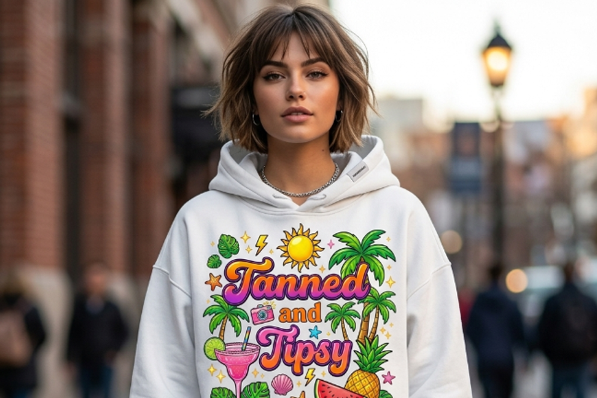 Tanned and Tipsy T-Shirt Design, a Shirt Mockup by Vector Stall (Photo 1 of 9)