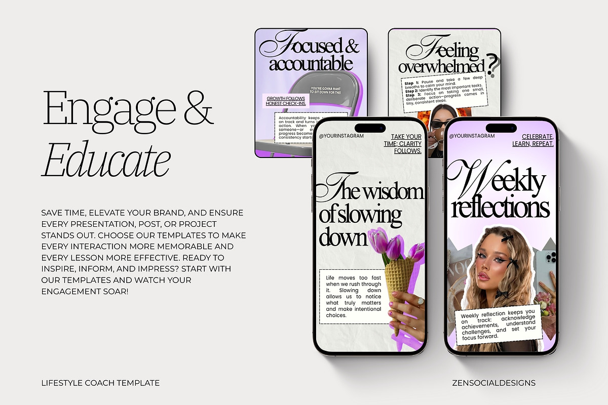 Lifestyle Coach Instagram Templates, a Social Media Template by ZenSocialDesigns (Photo 8 of 9)