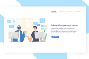 Robot and human working together, a Technology Illustration by Good Studio