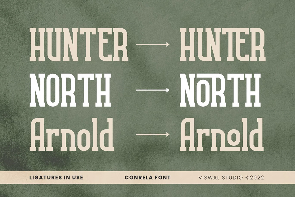 Conrela - Vintage Font, a Slab Serif Font by Viswal Studio (Photo 4 of 6)