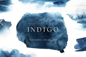 Indigo Blue Watercolor Washes, a Texture Graphic by Kolorata Art