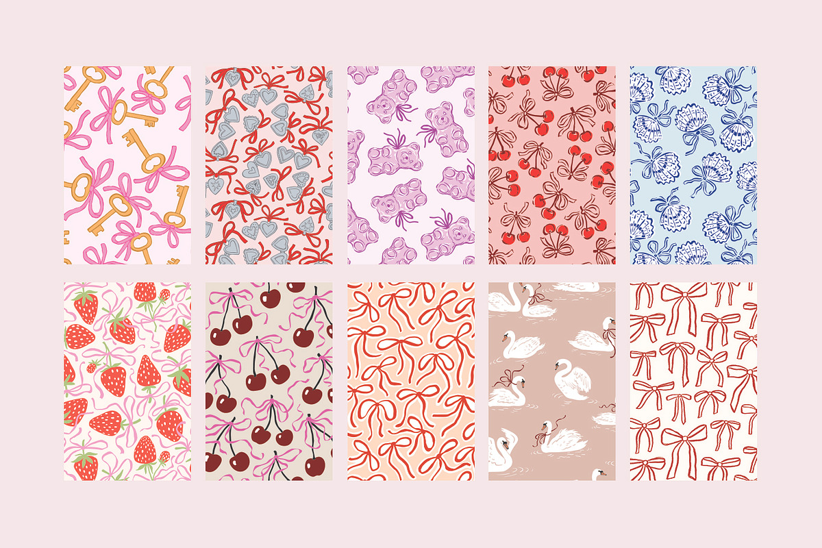 Cute bow seamless patterns, a Pattern Graphic by artnLera (Photo 2 of 7)