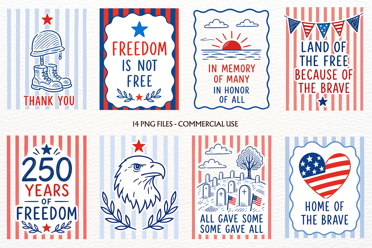 Memorial Day Clipart Patriotic PNG, a Seasonal Illustration by SugarCloudStudioArt (Photo 1 of 4)