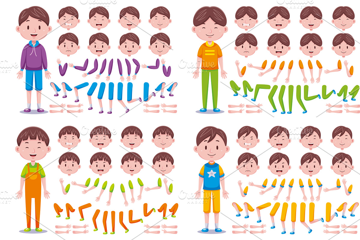 Front View Cute Boy Characters Pack, an Object Graphic by MEDZ (Photo 1 of 5)