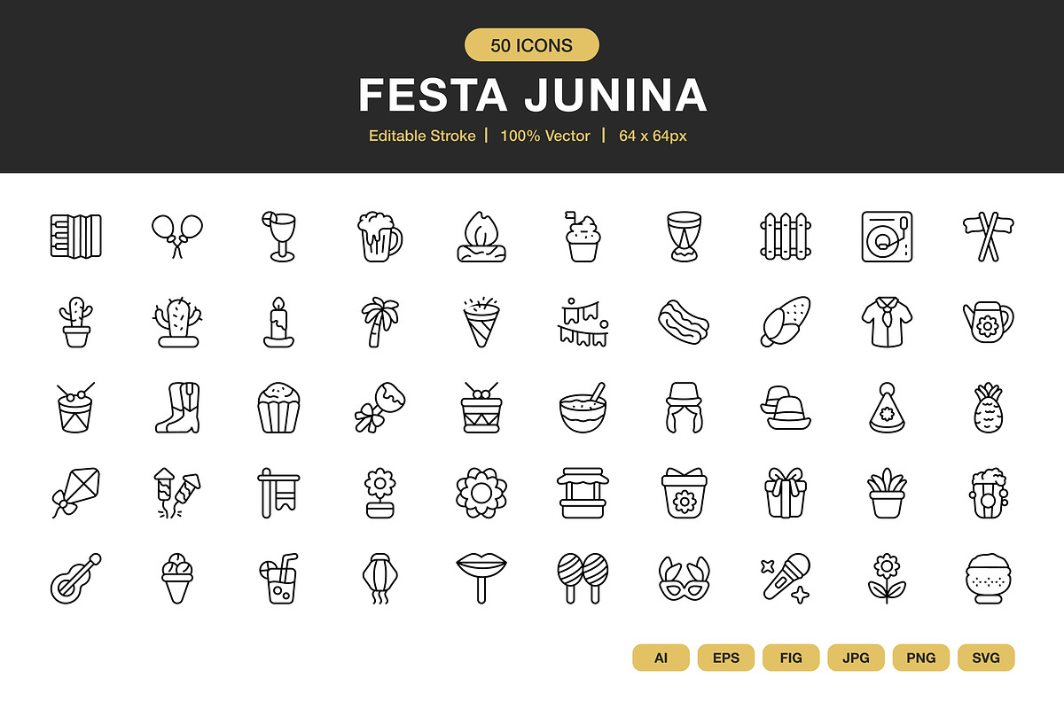 Festa Junina Icons, an Icon by Spacepixel Creative