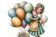 Balloon girl Clipart JPG, a Person Illustration by Memories By Lea (Thumbnail 11 of 18)