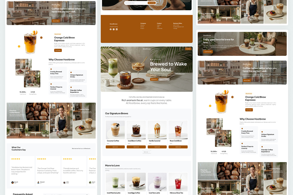 Hootbrew - Cafe Website Landing Page, a Landing Page Template by Font Kingdom (Photo 4 of 5)