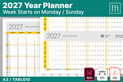 Year Planner 2027 (YP025-27), a Stationery Template by mikhailmorosin (Thumbnail 1 of 5)