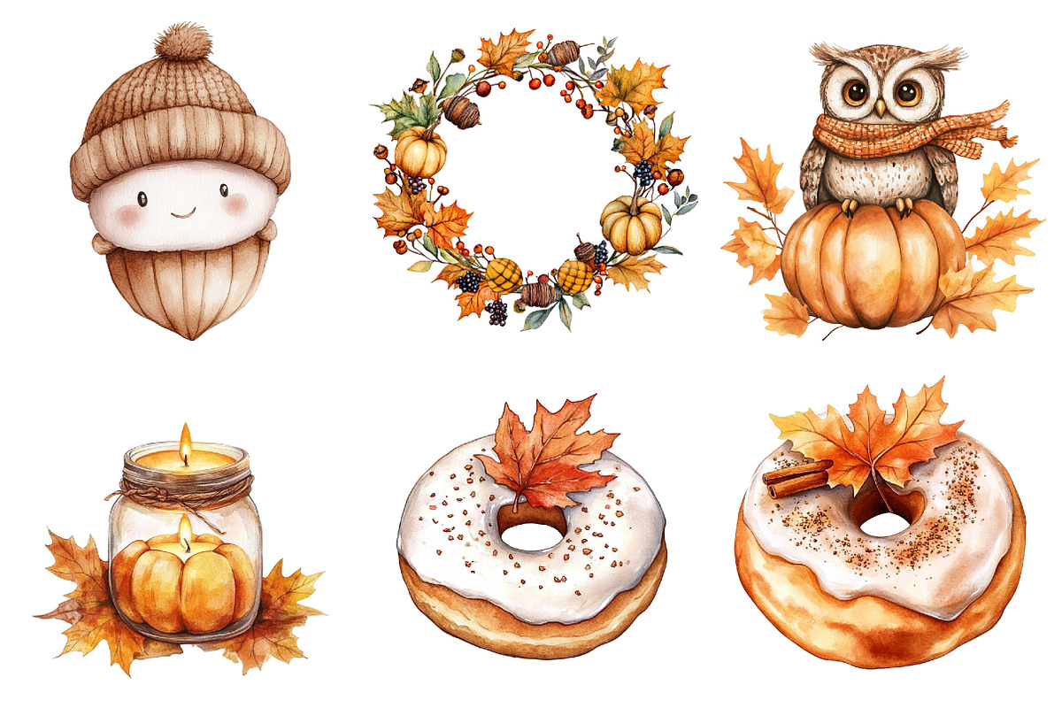 Kawaii Cozy Fall Autumn Clipart, a Seasonal Illustration by CitraGraphics (Photo 4 of 7)