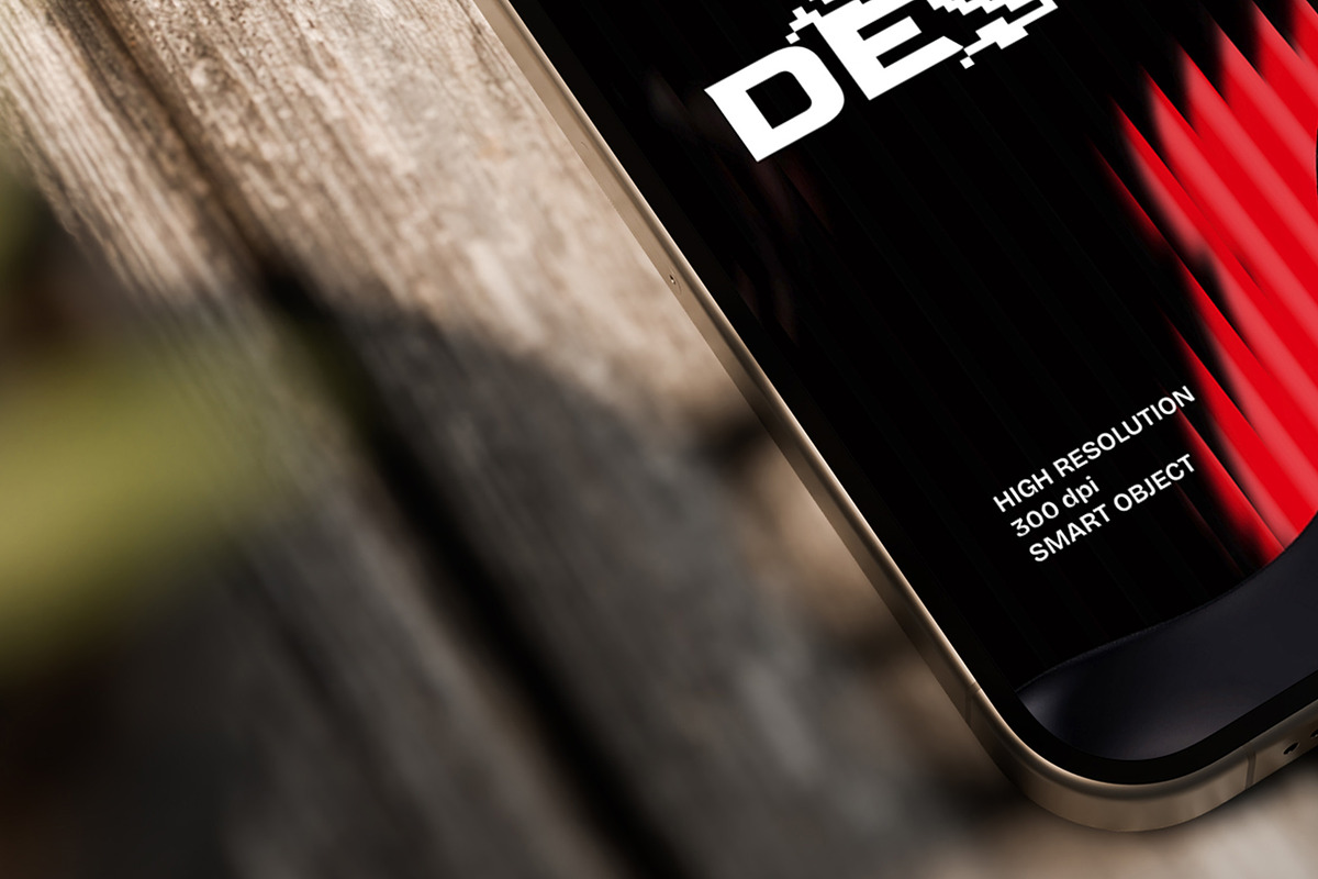 iPhone Mockup on Wooden Desk, a Device Mockup by Jiwstudio (Photo 9 of 9)
