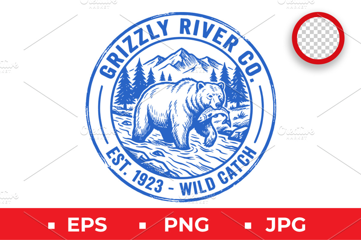 Grizzly River Co Bear Fishing Logo, a Branding & Logo Template by Artonix (Photo 1 of 4)