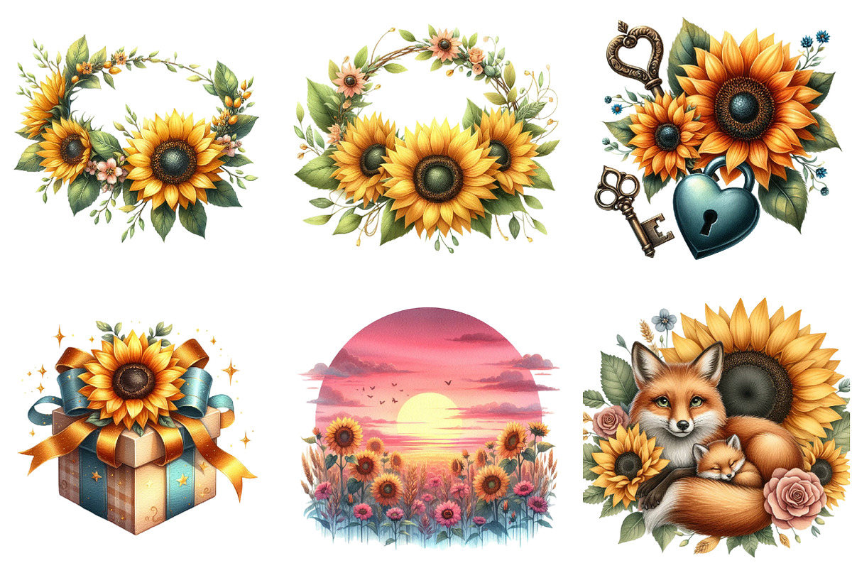 Sunflower Mother's Day Clipart, a Seasonal Illustration by DreamArtGraphic (Photo 2 of 4)