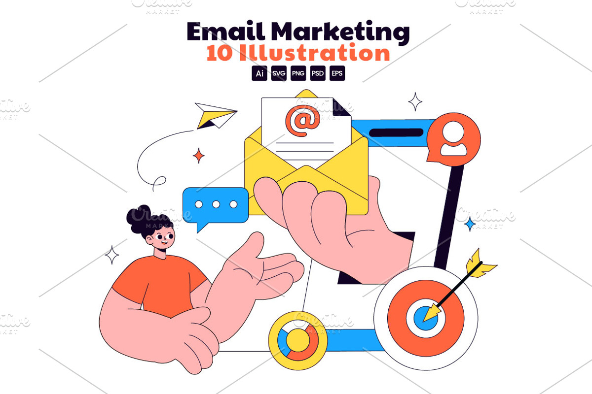 10 Email Marketing Illustration, a Person Illustration by denayunebgt (Photo 1 of 4)