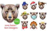Cute watercolor bear, an Animal Illustration by Watercolor fantasy (Thumbnail 1 of 5)