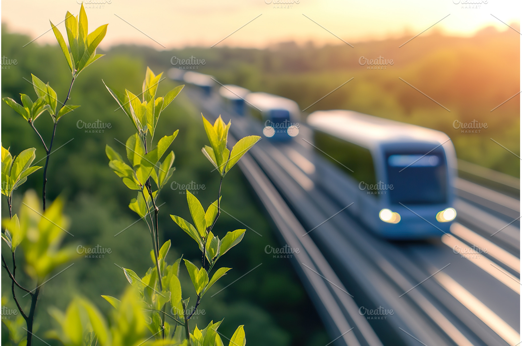 blurred busses traveling through, a Nature Photo by Lermont51