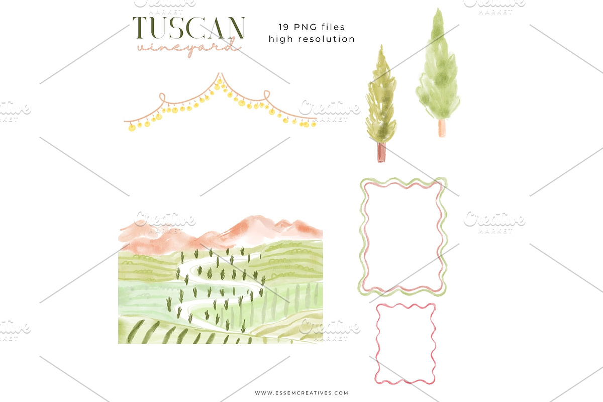 Tuscan Vineyard Whimsical Graphics, a Background Graphic by Essem Creatives (Photo 3 of 7)
