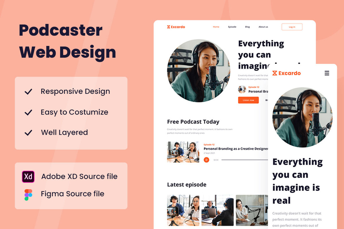 Podcast Web Design, a Wireframe Template by INSPR STD (Photo 1 of 5)
