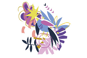Abstract floral elements paper collage