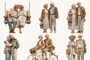 Elderly Couple Clipart Bundle, a Person Illustration by BusyDaydesign (Thumbnail 6 of 9)
