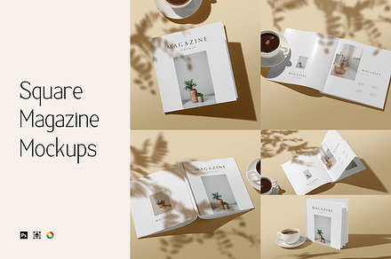 Square Shaped Magazine Mockups