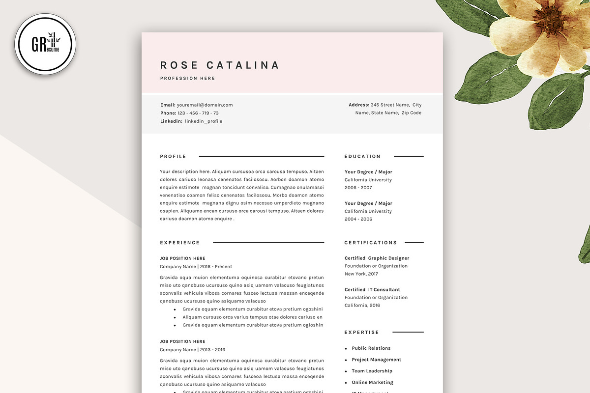 Professional Resume Template - Word, a Resume Template by GResume (Photo 2 of 7)