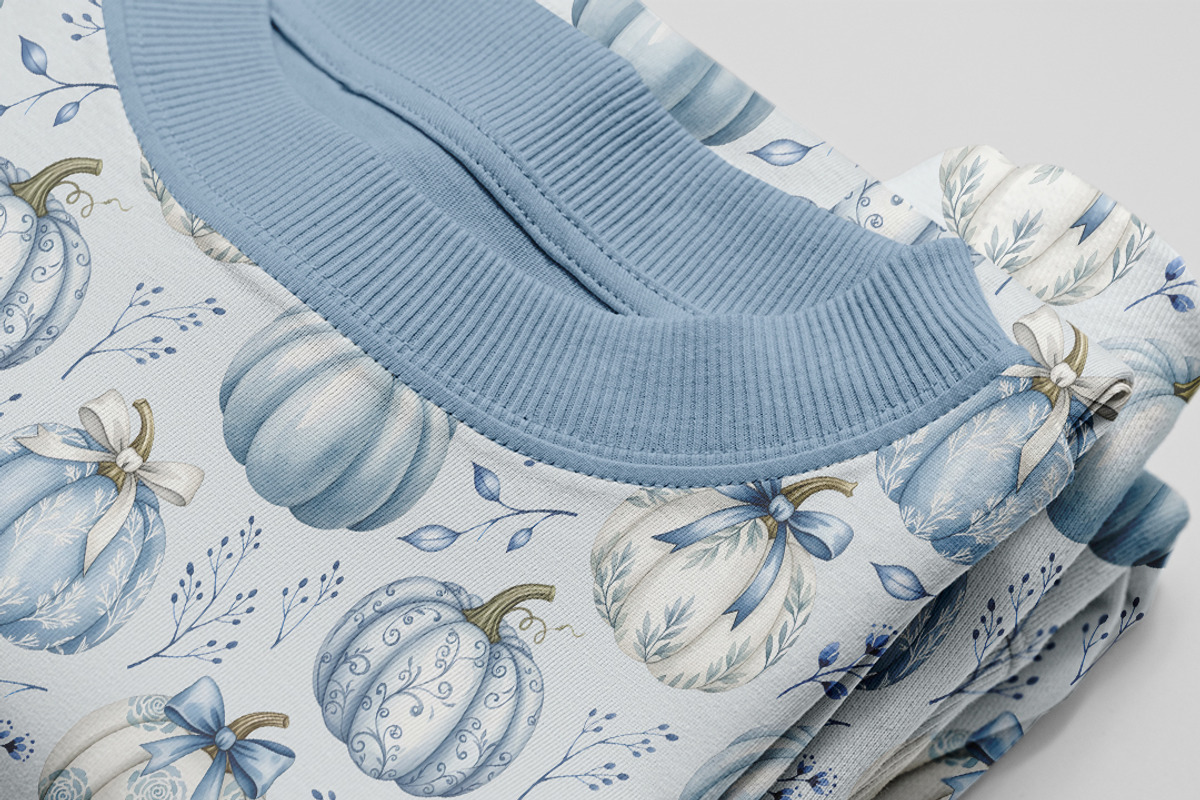 Blue White Pumpkins Seamless Pattern, a Pattern Graphic by Kreeya Art Shop (Photo 7 of 9)
