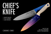 Chef's Knife Mockup, a Household Mockup by Design Squad (Thumbnail 1 of 4)