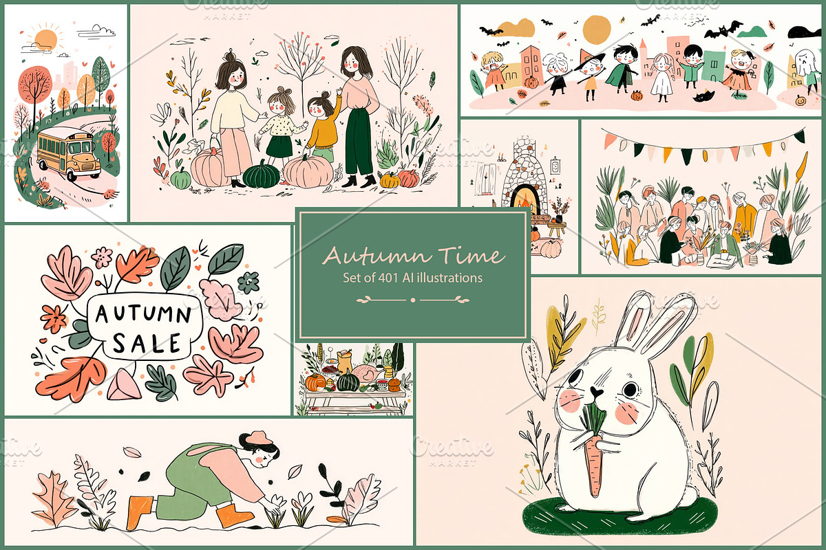 Autumn Time 3- 401 AI illustrations, a Seasonal Illustration by Pundateam (Photo 1 of 12)