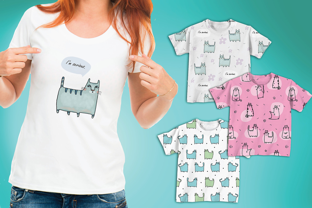 Serious Cat Collection - 40 patterns, a Pattern Graphic by Zooza Art (Photo 8 of 8)