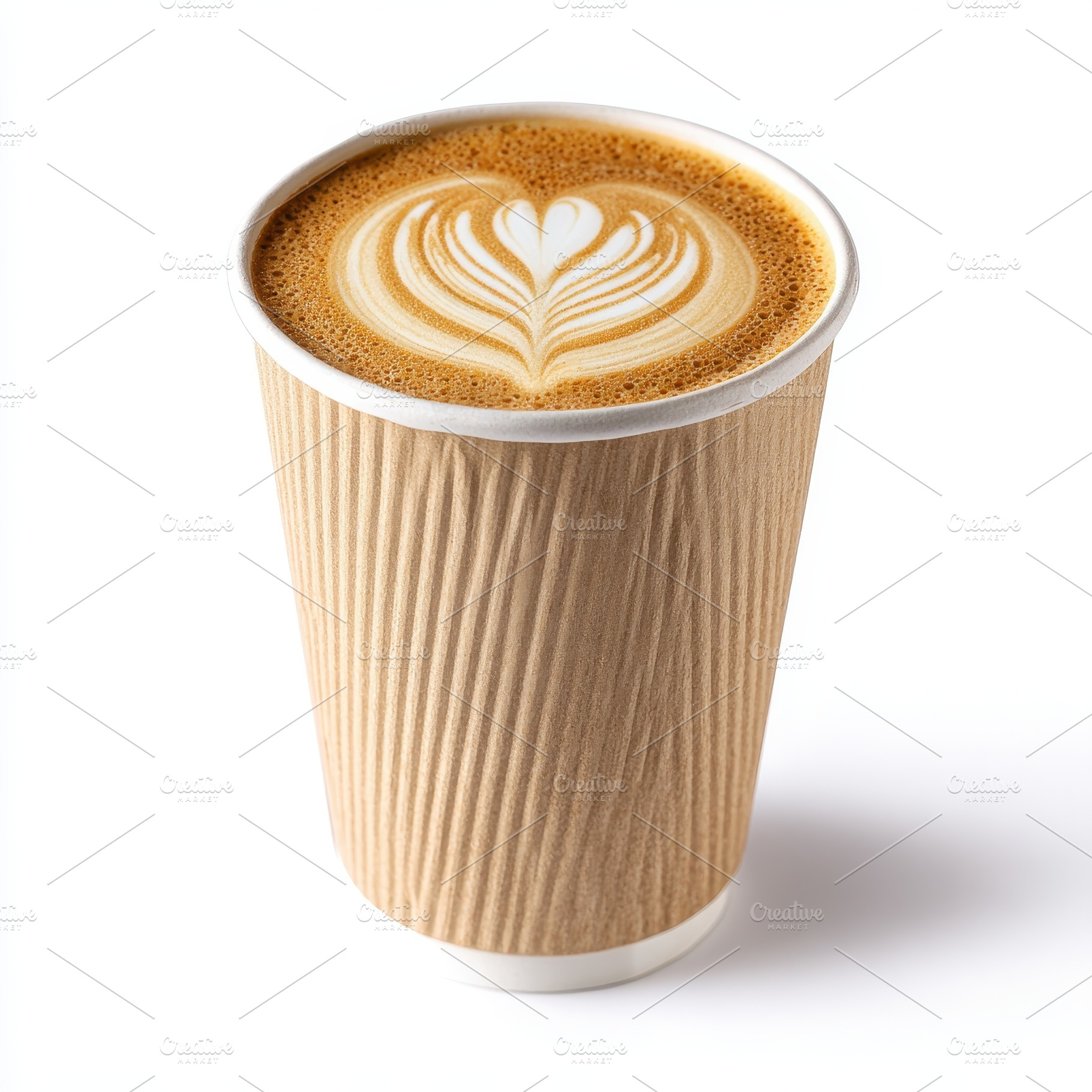 Latte art in a disposable coffee cup, an Arts & Entertainment Photo by Pixeness Studio