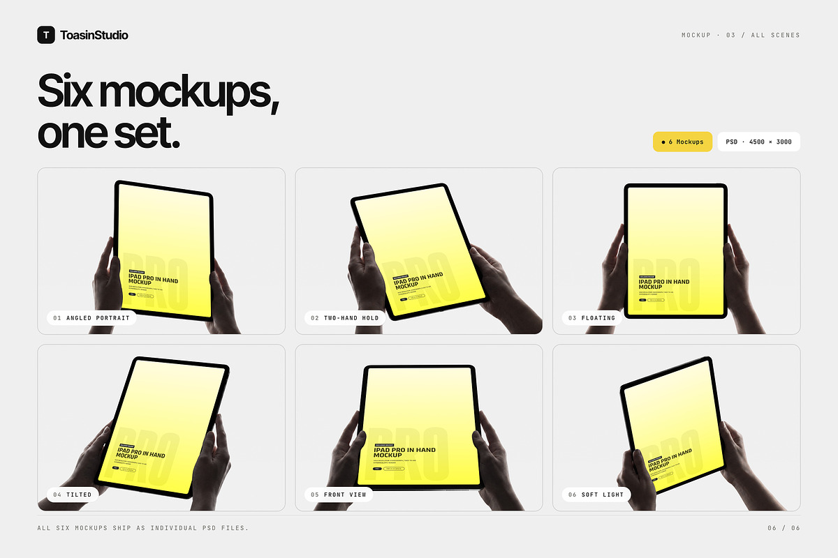 Hand-Held iPad Pro Mockup Pack, an iPad Mockup by Toasin Studio (Photo 3 of 8)