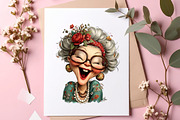 Whimsical old lady birthday clipart, an Illustration by SinaCreation (Thumbnail 6 of 11)