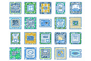 Computer microchip processors sketch, an Object Graphic by pikepicture