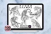 100 procreate tiger stamps, a Brush Add-On by Arts For Peace (Thumbnail 3 of 8)
