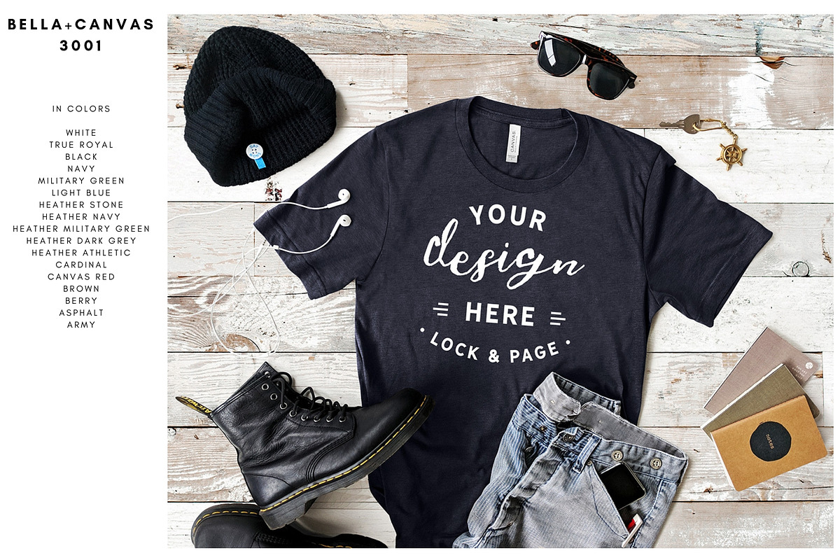 Mens Bella Canvas 3001 Mockup Bundle, a Shirt Mockup by lock and page (Photo 5 of 6)