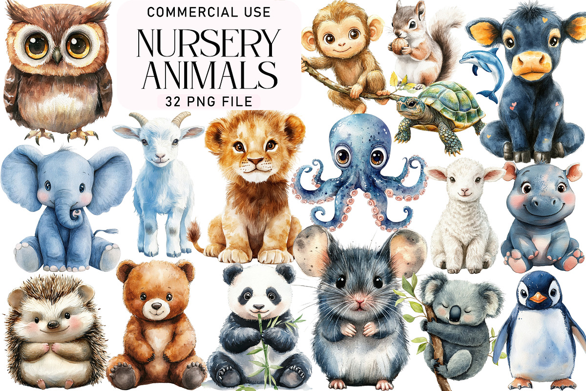 Nursery Animals Clipart, an Illustration by Daily.Designs (Photo 1 of 5)