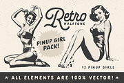 Retro Halftone Pinup Girl Pack, a Graphic by Chad Alan Steinborn (Thumbnail 1 of 5)