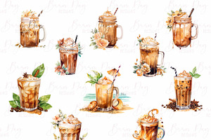 Watercolor Iced Coffee Clipart