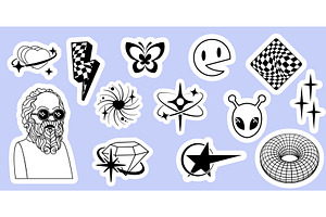 Y2k future stickers set, an Object Illustration by art PVP - market