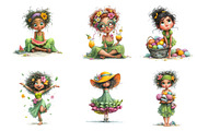Whimsical Summer Girl Clipart, an Illustration by Dream Creation (Thumbnail 4 of 7)