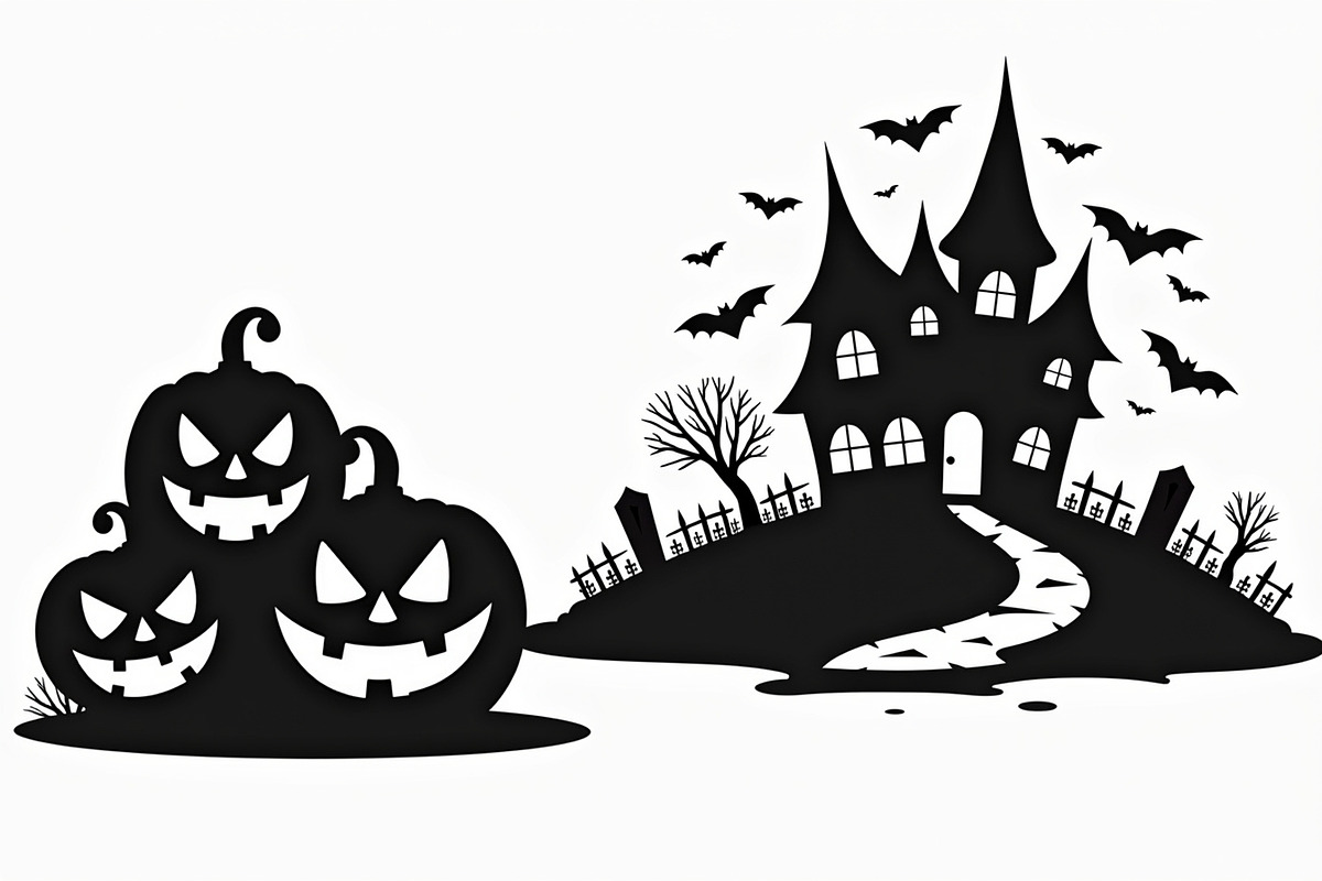 Haunted Halloween Silhouette bundle, an Illustration by hafijul (Photo 4 of 9)
