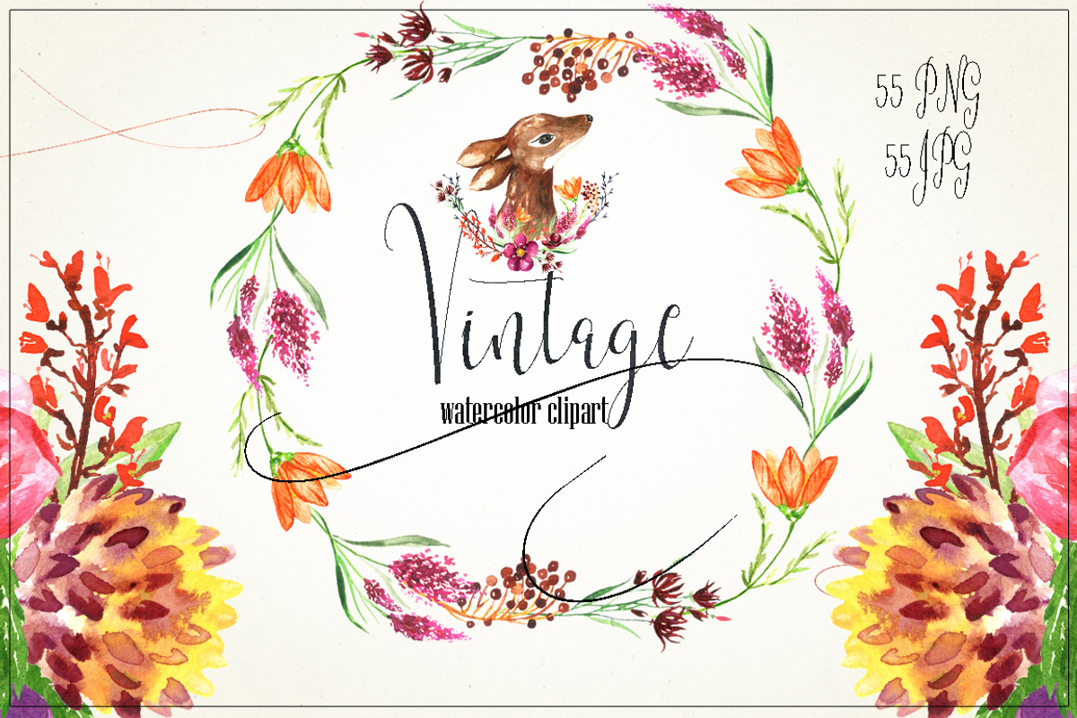 Vintage Watercolor clipart, an Animal Illustration by LABFcreations (Photo 4 of 9)